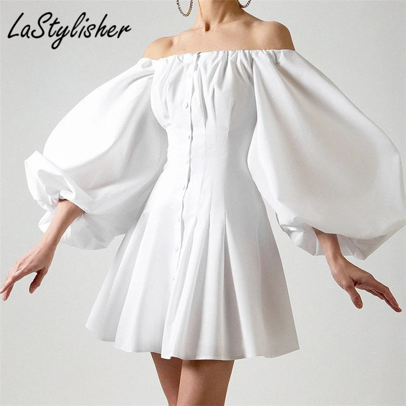 Off Shoulder Cotton White Dress Summer 