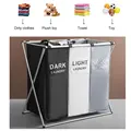Foldable Laundry Basket Organizer For Dirty Clothes Laundry Hamper Large Sorter Two Or Three Grids Collapsible Folding Basket preview-6