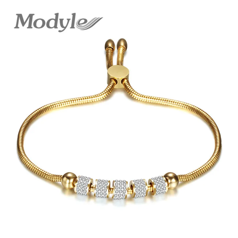 Modyle 2023 New Fashion Gold Silver Color Stainless Steel Bracelets Bangles For Woman Pulseira Luxury Handmade Jewelry-animated-img