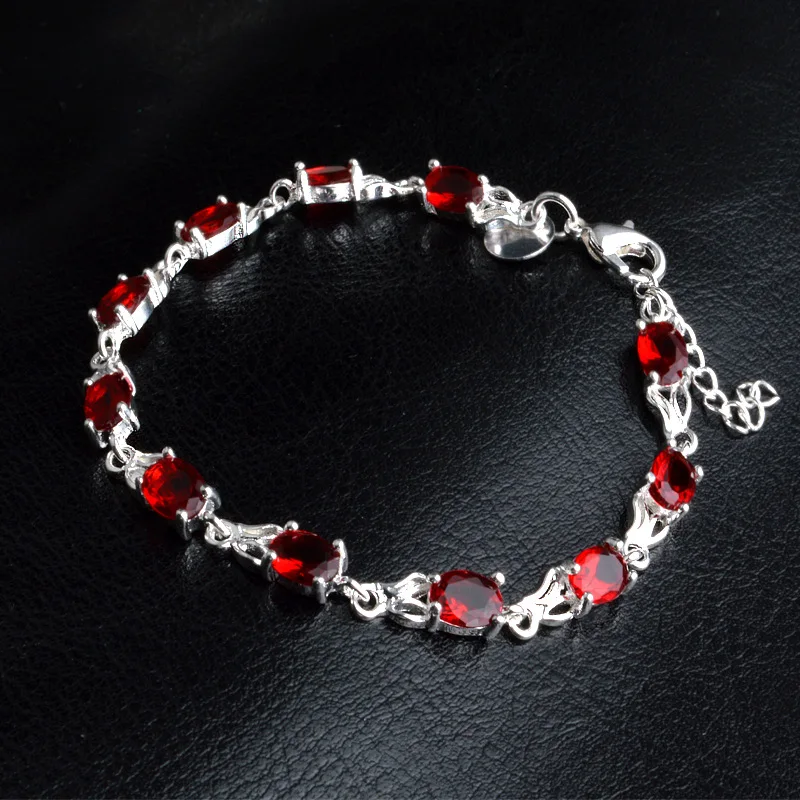 garnet 925 sterling silver bracelet