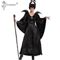 M-XL Three Size Halloween Maleficent Cosplay Costumes Woman Scary Horror Clothing Set with Horns Black Queen Witch Clothing 5siz preview-1