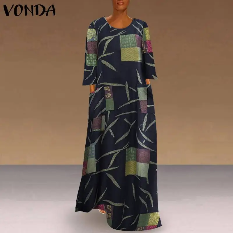 VONDA Bohemian Printed Dress Women's 