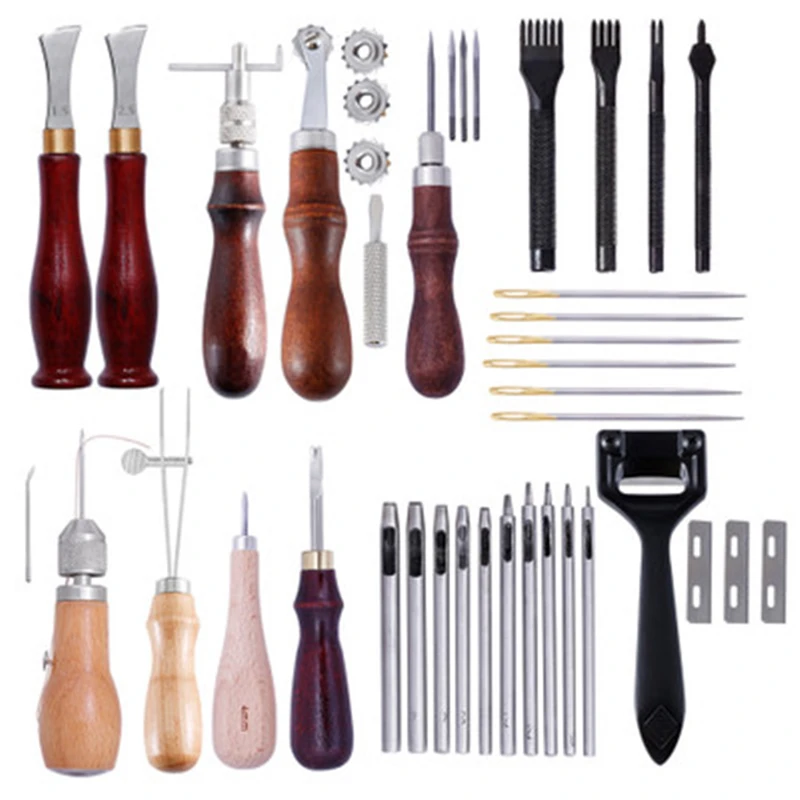 MIUSIE 92pcs Professional Leather Craft Tools Kit Hand Cutter