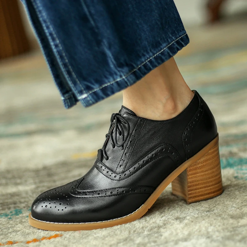 Women's High Heels Oxford Shoes Woman 