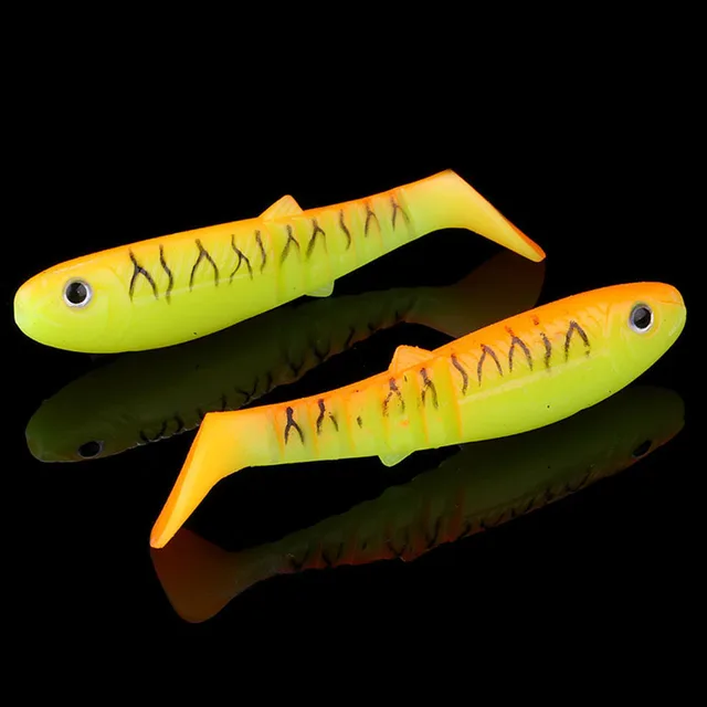 WHYY 5pcs/lot 8cm 6g Fishing Soft Lures 3D T-tail Wobblers Worm