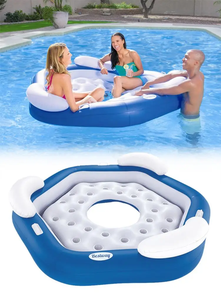 blue inflatable chaise lounge pool float