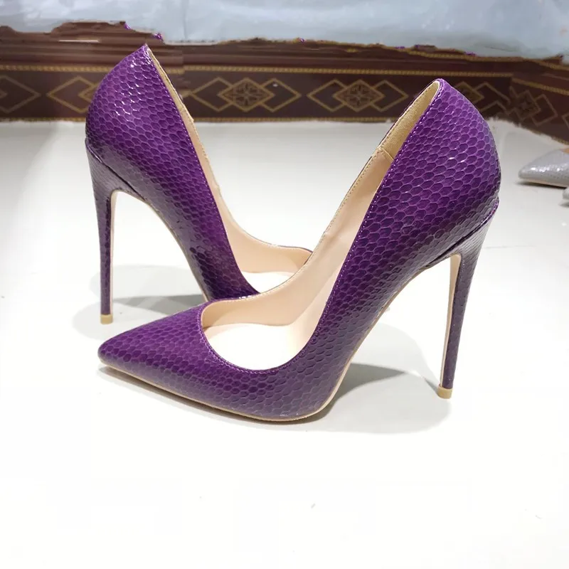 Purple gray fashion pointed toe 12cm 