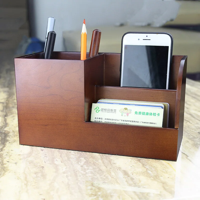 Portable Storage Box with Wooden Handle and Divided Compartments