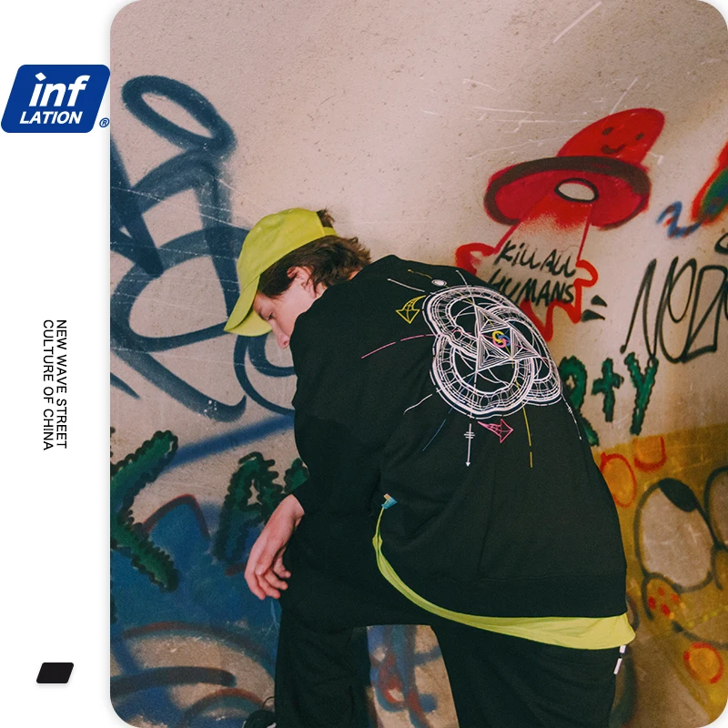 INFLATION Harajuku Crewneck Sweatshirts 