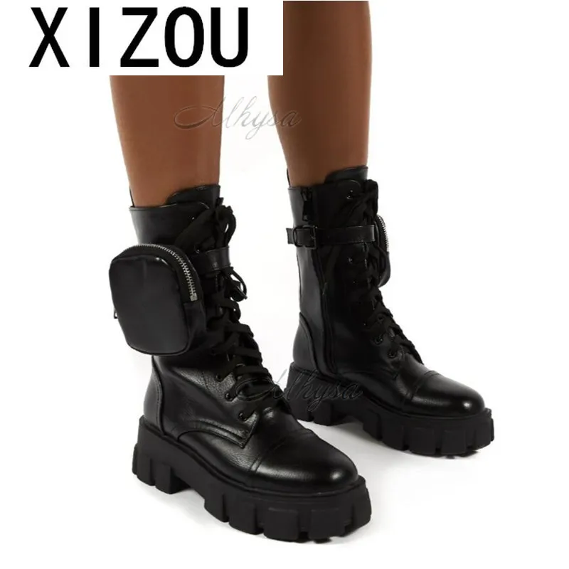 Chunky Boots Fashion Pocket Platform 
