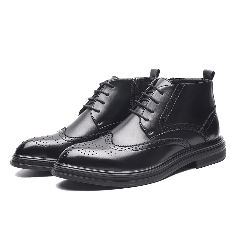 mens wingtip boots with zipper