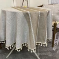 Table Cloth Round Tablecloth with Tassel Linen Cotton Home Textile Nordic Style Kitchen Waterproof Table Cover Modern Home Decor preview-6