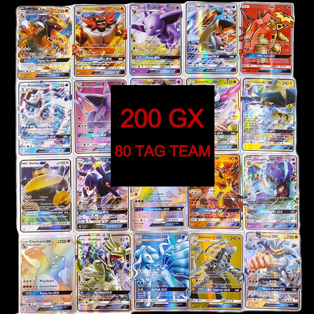 TOMY 200 PCS GX Pokemon TAG TEAM Card Lot Featuring 80tag team
