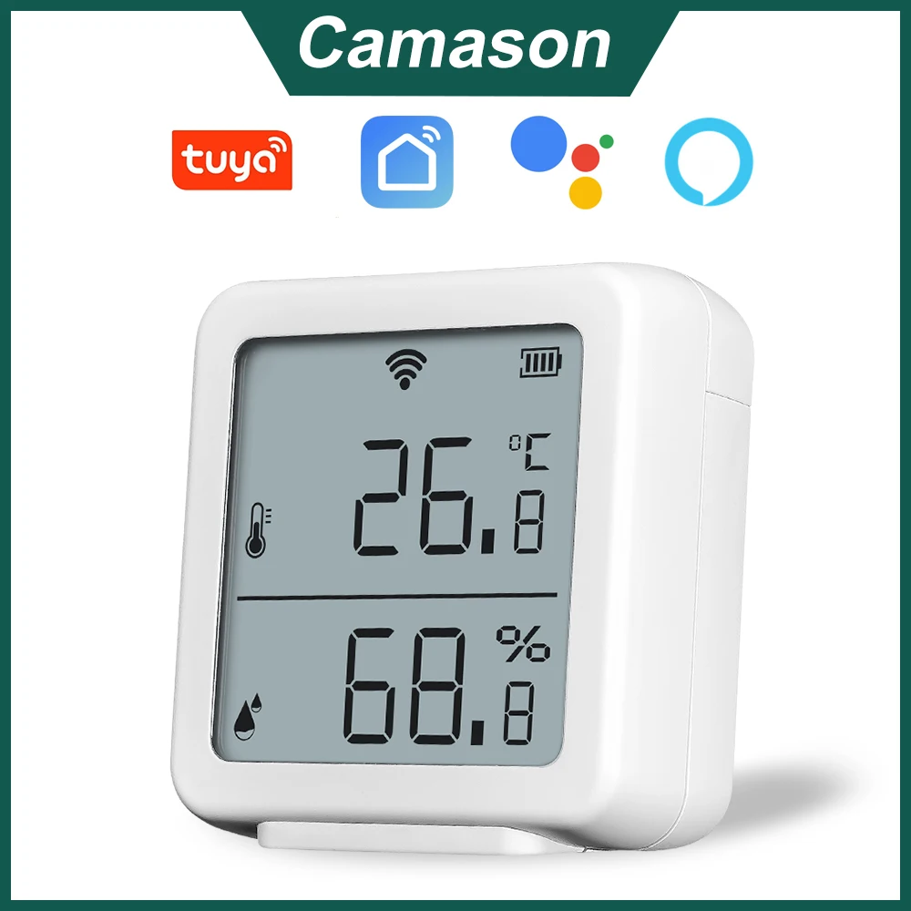 Tuya WiFi Temperature Sensor Humidity Detector Indoor Smart Hygrometer  Thermometer With LCD Display Support Alexa Google Home