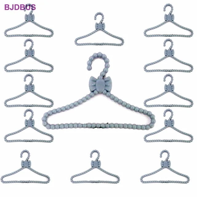 20 Pcs/Set Pink Color Clothes Hangers Bowknot Design Dress 1/6 Clothes  Accessories For Barbie Doll Hangers Girls' Kids DIY Toy