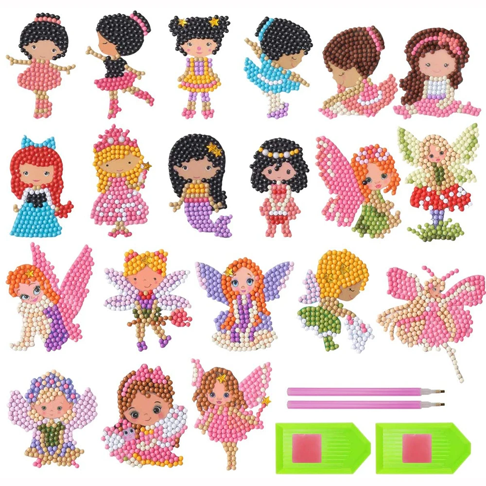 Kids Diamond Painting Set 12 Stickers DIY Crafts Girls Boys Magic 5D  Diamond Painting Numbers Toy