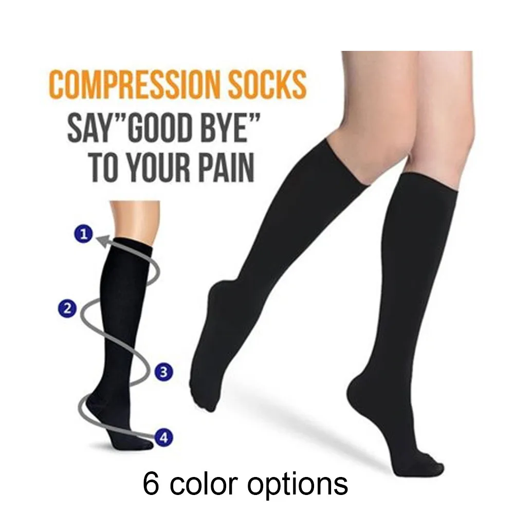 1 pair Antifatigue Unisex Compression Socks Flight Travel Anti-Fatigue Knee  High Stockings Anti Fatigue Magic