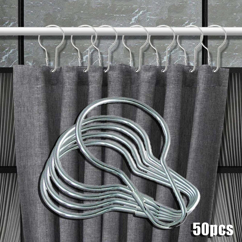 50pcs Metal Curtain Track Hooks S Shaped Stainless Ceiling Curtain