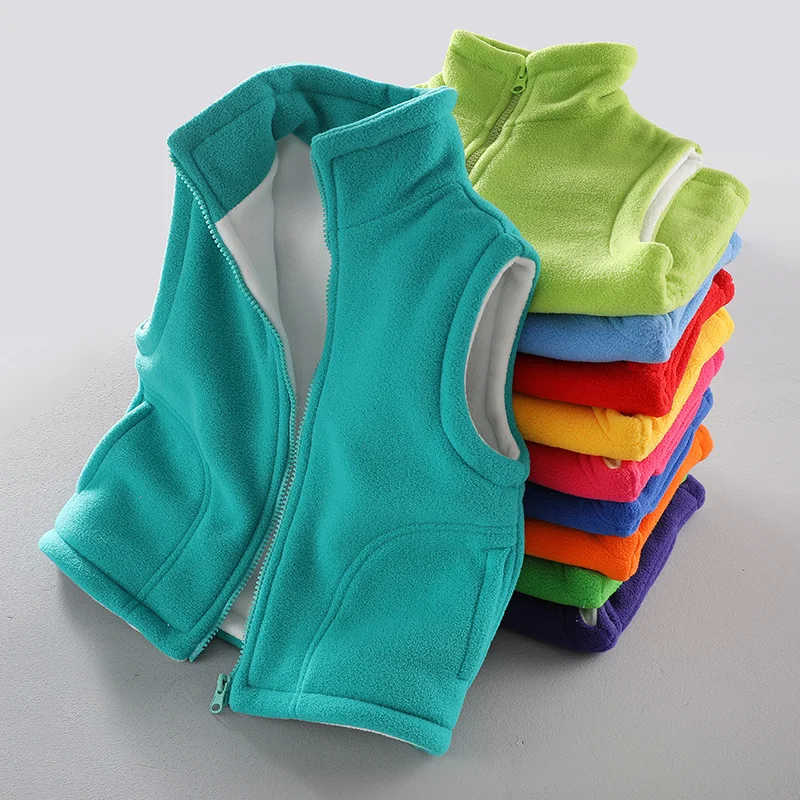 Teenager Outerwear Waistcoats Sleeveless Jackets Children's Vest for Boy Girl Polar Fleece Baby Kids Vest Warm Winter 100-150cm-animated-img