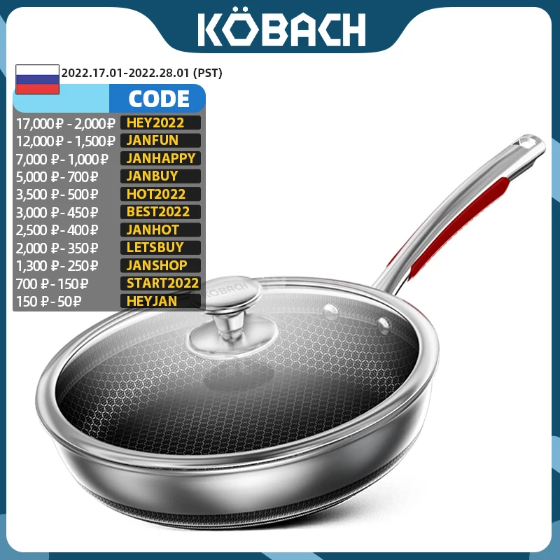 KOBACH 28cm frying pan kitchen nonstick pan 316L stainless steel frying pan nonstick skillet kitchen frying pan with lid
