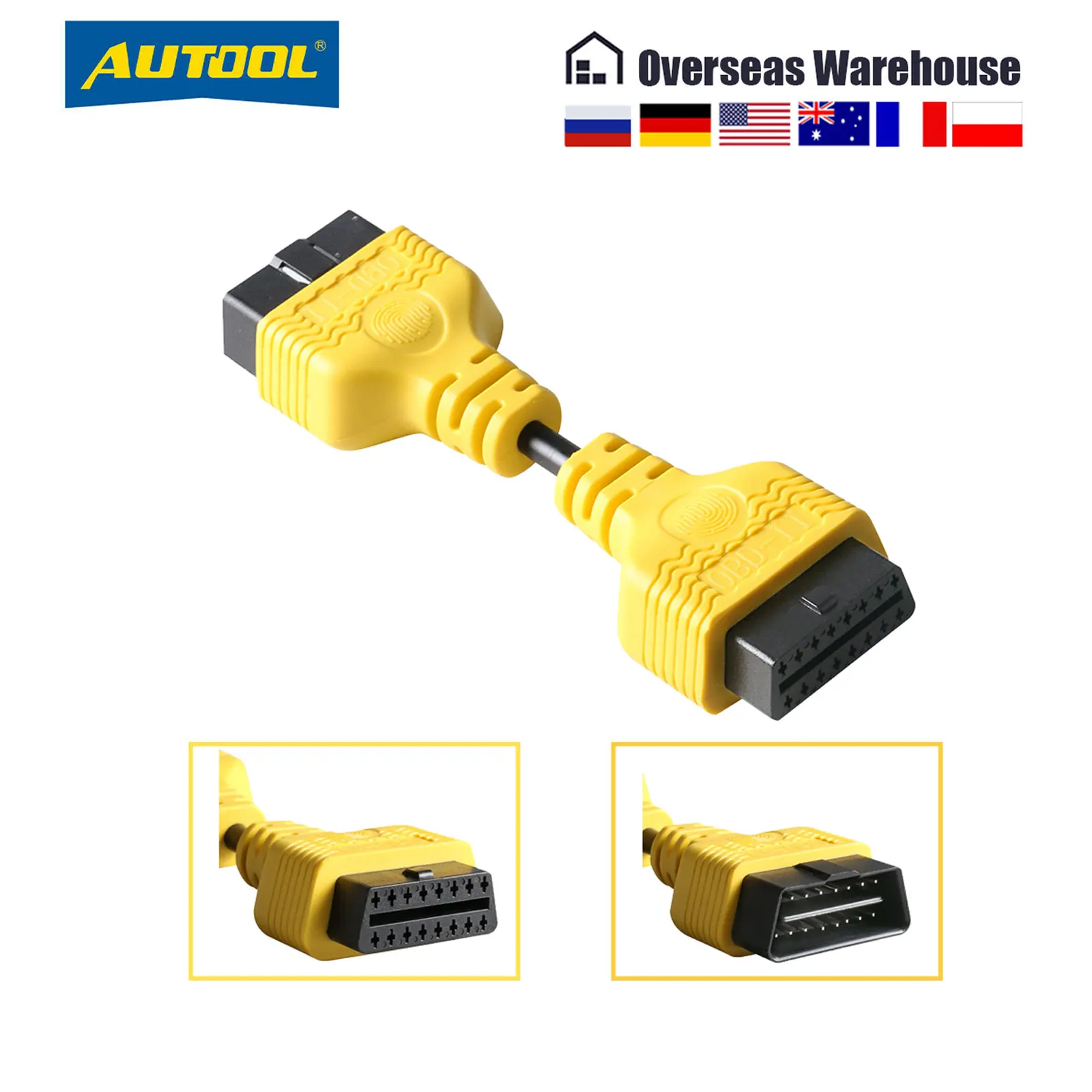 AUTOOL 150CM Car OBD II OBD2 16 Pin Male to Female Extension Cable Car  Diagnostic Extender Cord Adapter for Pro3/Launch/ELM327 - AUTOOL