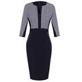Front Zipper Women Work Wear Elegant Stretch Dress Charming Bodycon Pencil Midi Spring Business Casual Dresses 837 preview-2