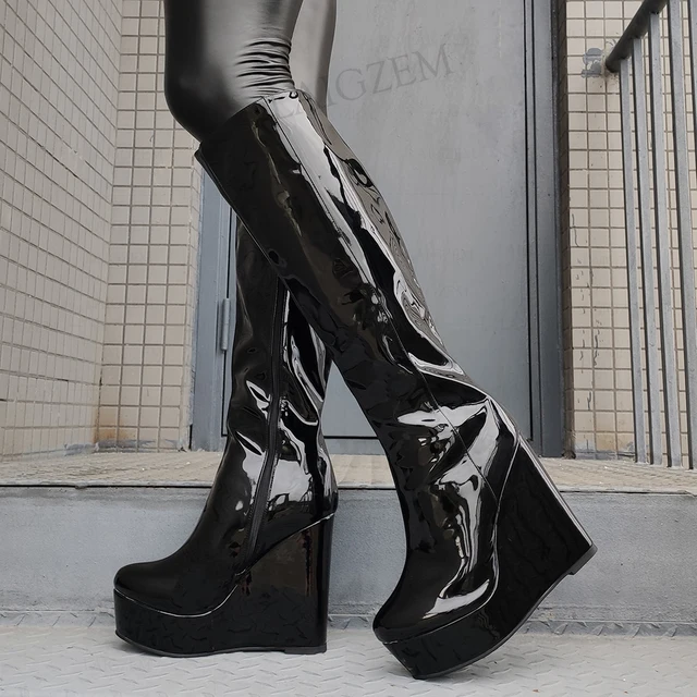 ladies shiny boots