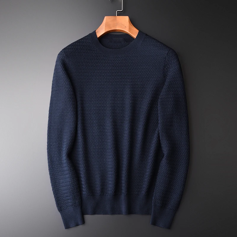 3XL 4XL Solid Color Slim Fit Mens Sweaters