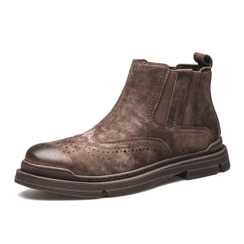 British Style Men Chelsea Suede Leather 