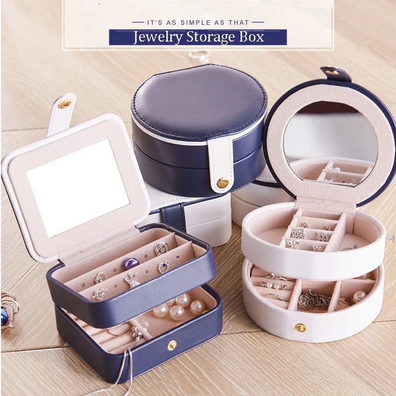 Mini Jewelry Organizer Portable Storage Box With Zipper For Ring