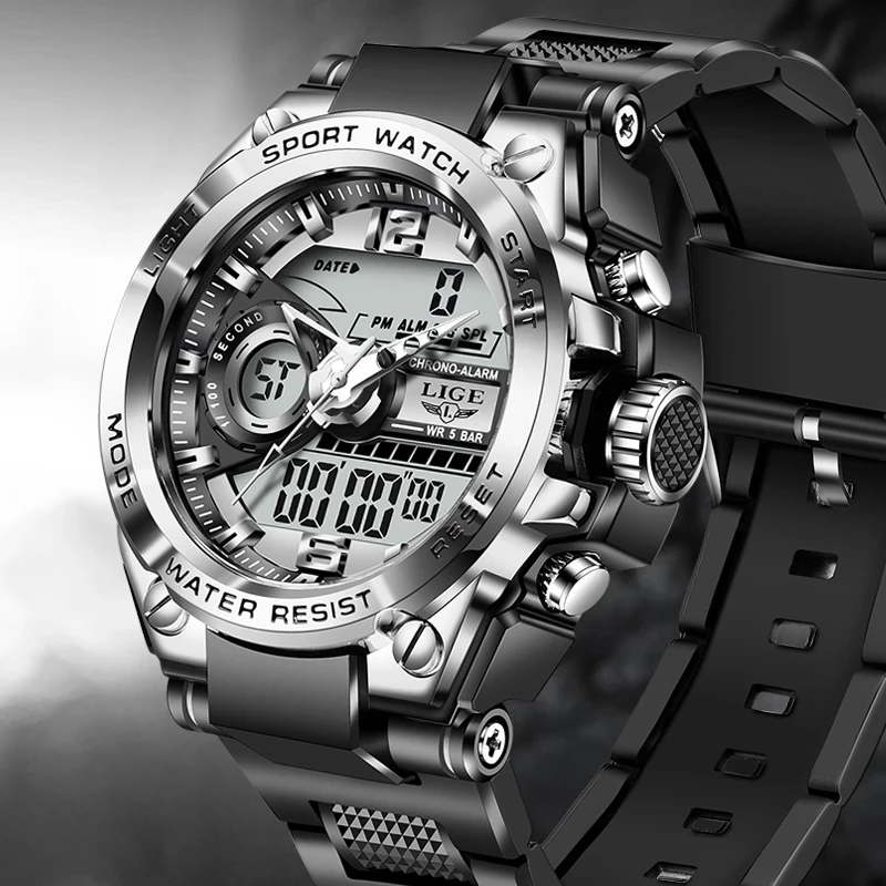 Acquistare Orologi da uomo | 2022 LIGE Sport Men Quartz Digital Watch  Creative Diving Watches Men Waterproof Alarm Watch Dual Display Clock  Relogio Masculino