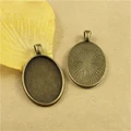 10pcs Blank Oval Cabochon Antique Bronze Silver Metal Copper 18*25mm Settings Tray Pendant Bezel Jewelry Making Components preview-2