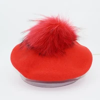 red  natural pom pom