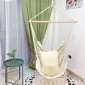 Indoor Outdoor Tassels Hammock Garden Patio White Cotton Swing Chair Bedroom Romantic Hanging Bed Beach Hammocks Chair