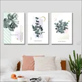Plant Posters with Frame, Modern Nordic Small Fresh Green Leaf Canvas Paintings, Letter Murals, Bedroom Home Decoration Paintin preview-3