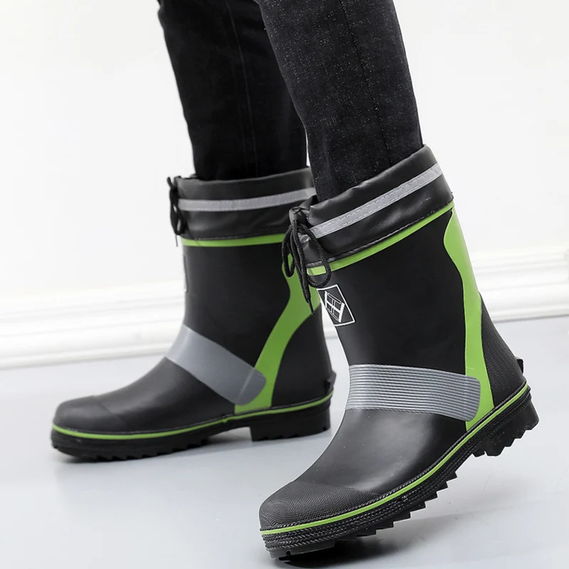 Size 46 Mid-Calf Rubber Rain Boots For 