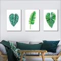 Leaf Posters Add Frame and Prints, Simple Simple Strokes, Green Leaves Printed on Canvas with Frame, Living Room Sofa Decorative preview-2
