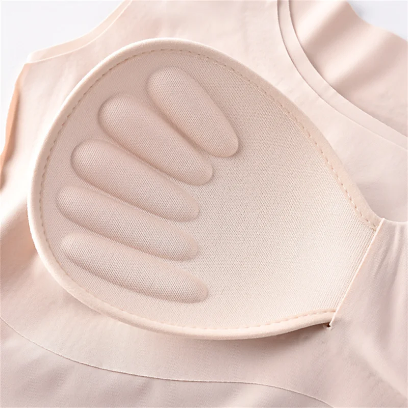 Ice Silk Tank Top Wireless Paded Lingerie Push Up Padded Vest Crop Top Tee Camisole Feminino Sleep топики женские Soutien Gorge preview-5