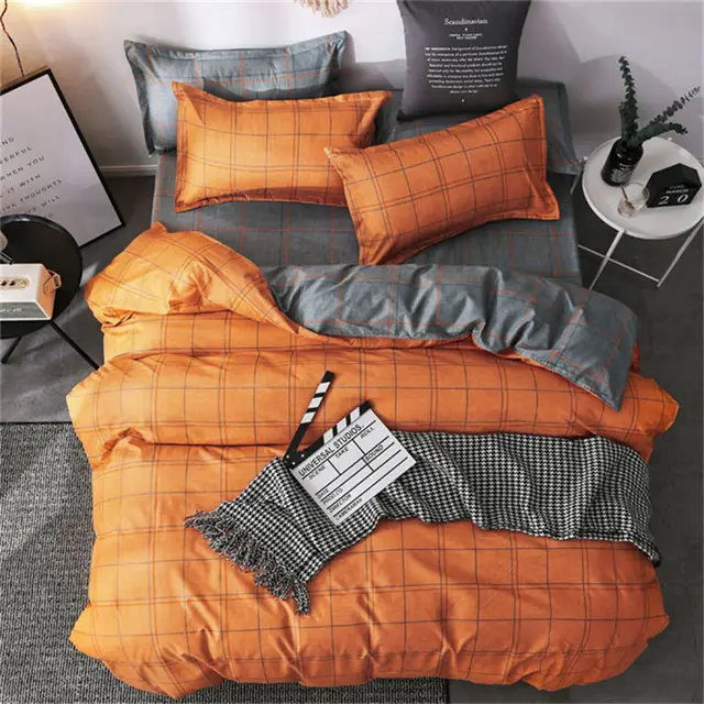 gray and orange duvet cover