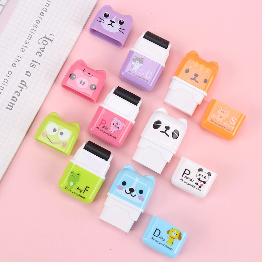 6 Pcs Cute Pencil Eraser, Cartoon Animal Themed Roller Colorful Rectangle  Eraser, Pencil Rubber Erasers for Kids School Office S