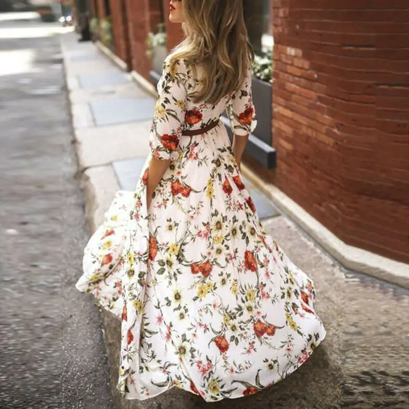NEDEINS Women's Fashion Flowers Dress 