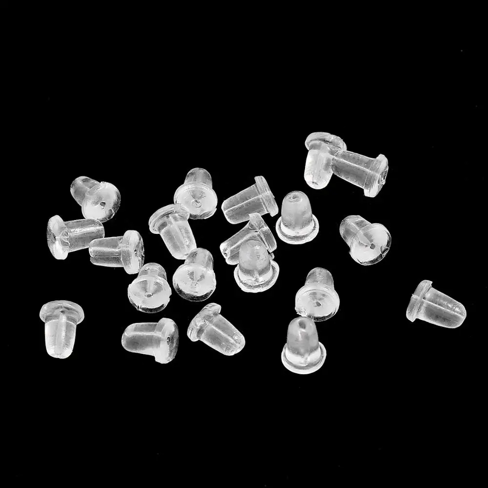 200pcs/lot Rubber Earring Back Silicone Round Ear Plug Blocked Caps Earrings Back Stoppers For DIY Earring Parts Jewelry Making-animated-img