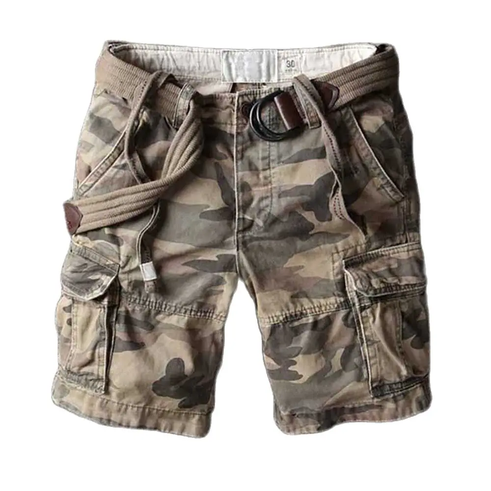 Retro Military Camo Cargo Shorts Men 