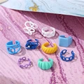 17KM Bohemian Transparent Resin Acrylic Rings Set For Women Colorful Geometric Heart Metal Rings Travel Gifts Jewelry preview-3