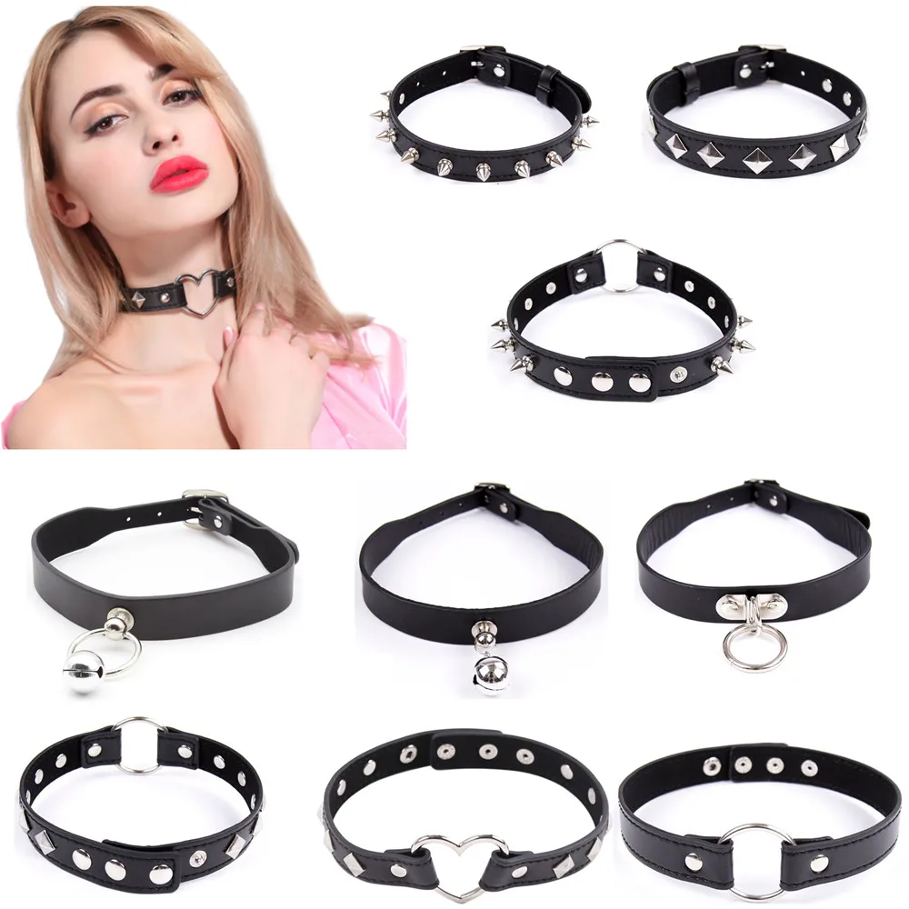 Αγορά AliExpress | Sexy Leather Punk Rivets Necklace Accessories For Fetish Bdsm  Collar Bondage Role Play Couples Flirting Men Women Gay Party Gift