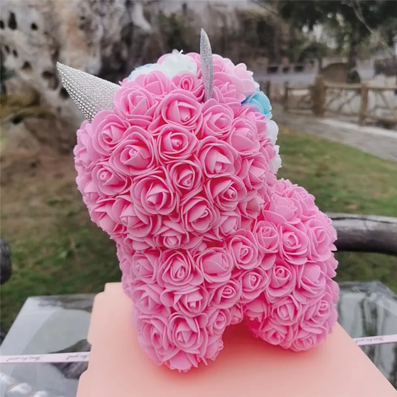 Lovely Min Rose Unicorn Soap Foam Artificial Flowers Toy Unicorn Wedding Valentine's Day Gifts for Girl Dropshipping preview-4