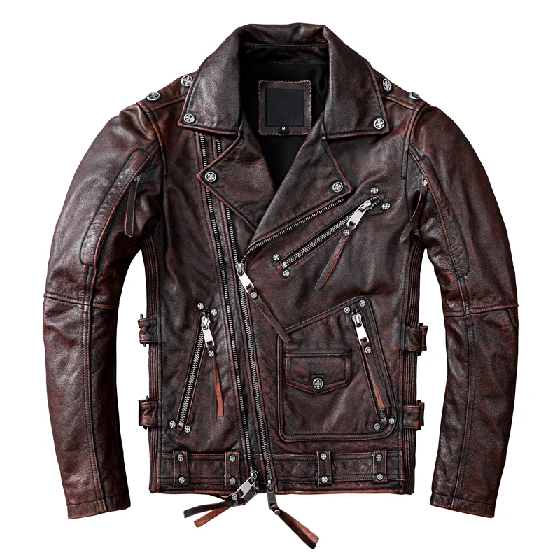 6XL Genuine Cowhide Autumn Slim Fit 