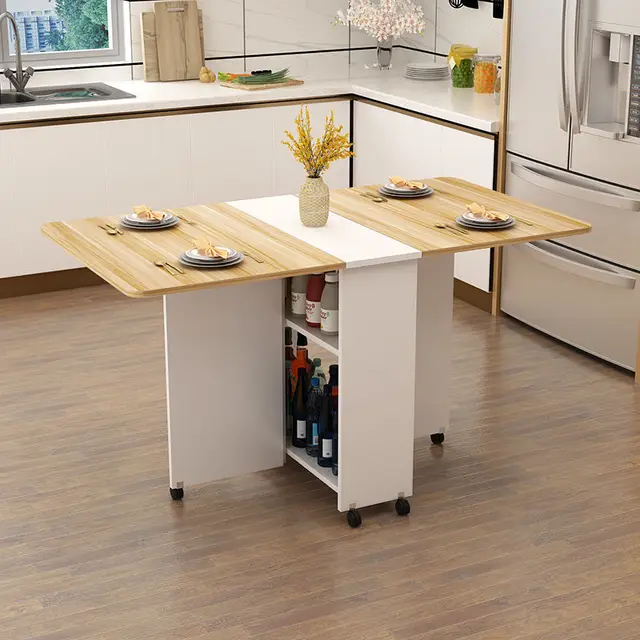 foldable and extendable dining table with chair and storage