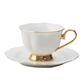 Hand-painted Golden Handle Tea Cup & Saucer set With Spoon European Simple Gold Rim Coffee Mugs Luxury Concentrate Cup Porcelain