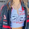 Kliou Aesthetic Graphic Cyber Y2k Streetwear Women Chic Sleeveless Activity Tank Tops 2021 Harajuku Skinny Crop Tops Camisole preview-4
